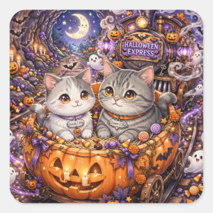 Freda und Junior Halloween Express-Mauspad Kaw Quadratischer Aufkleber