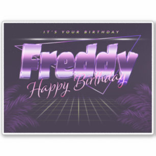 Freddy Name Vorname lila retro Sticker Geburtstag
