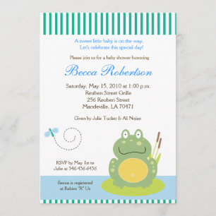 Freddy the Pond Frog Baby Shower 12x18 Einladung