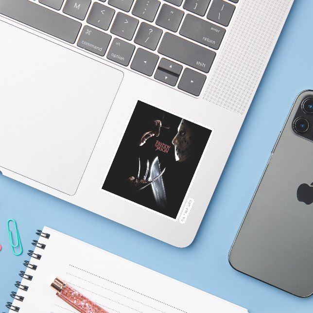 Freddy vs. Jason | Theaterposter Aufkleber (Laptop mit iPhone)