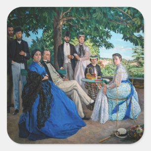 Frederic Bazille - Das Familientreffen Quadratischer Aufkleber