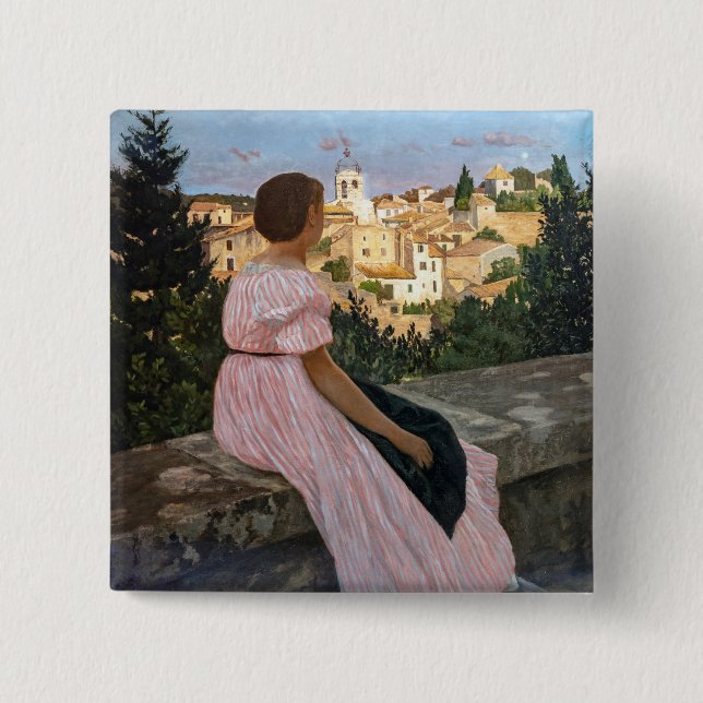 Frederic Bazille - Das rosa Kleid Button (Vorderseite)