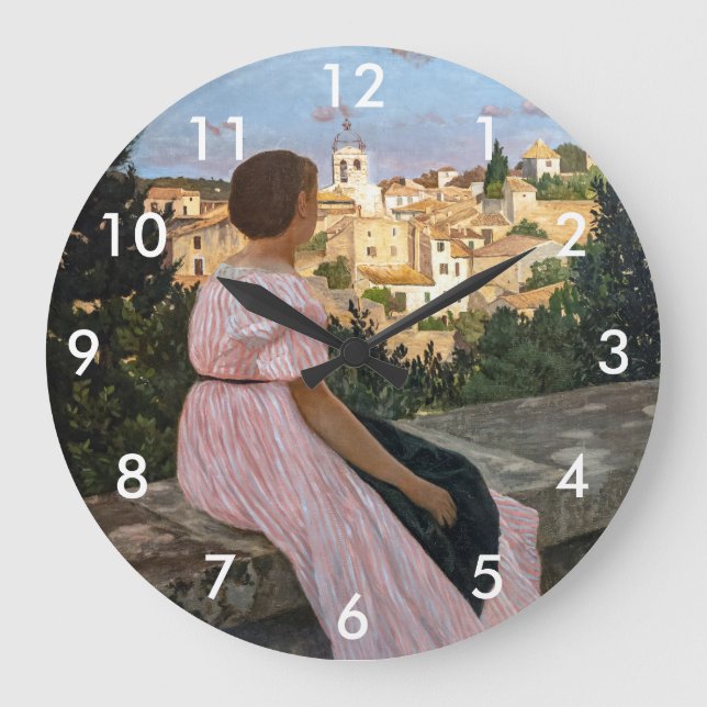 Frederic Bazille - Das rosa Kleid Große Wanduhr (Vorderseite)