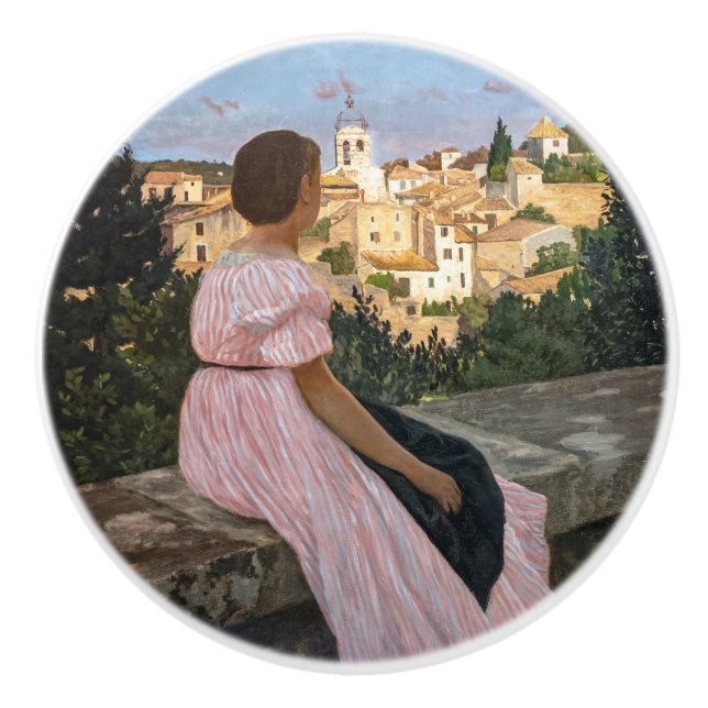 Frederic Bazille - Das rosa Kleid Keramikknauf (Vorderseite)