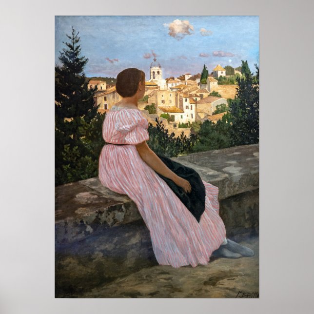 Frederic Bazille - Das rosa Kleid Poster (Vorne)
