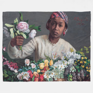 Frederic Bazille - Junge Frau mit Päonien Fleecedecke