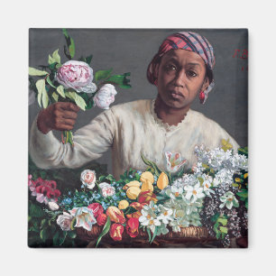 Frederic Bazille - Junge Frau mit Peonies Magnet