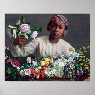Frederic Bazille - Junge Frau mit Peonies Poster