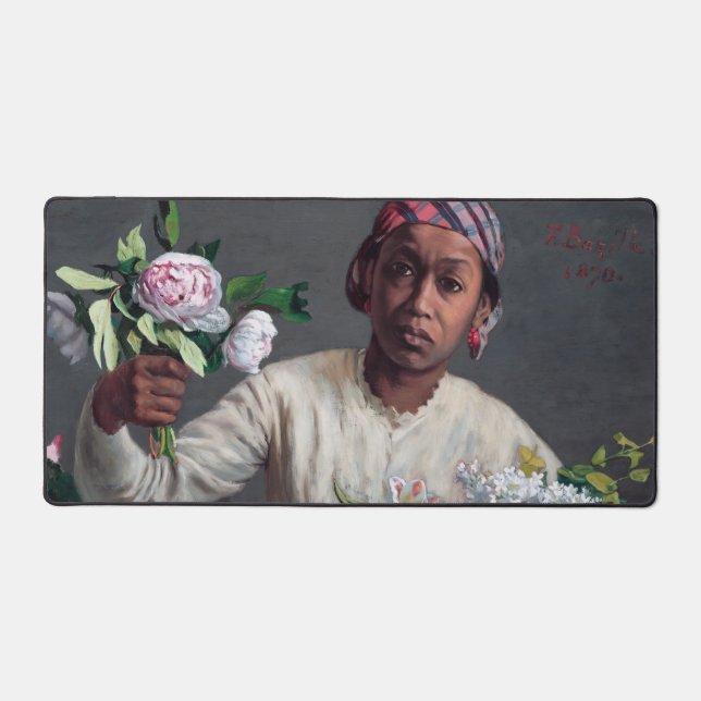 Frederic Bazille - Junge Frau mit Peonies Schreibtischunterlage (Vorderseite)