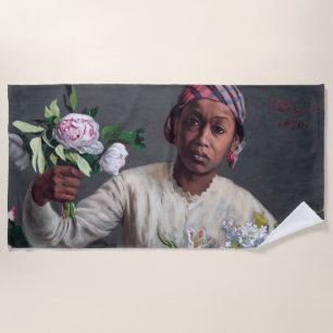 Frederic Bazille - Junge Frau mit Peonies Strandtuch