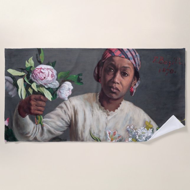 Frederic Bazille - Junge Frau mit Peonies Strandtuch (Vorderseite)