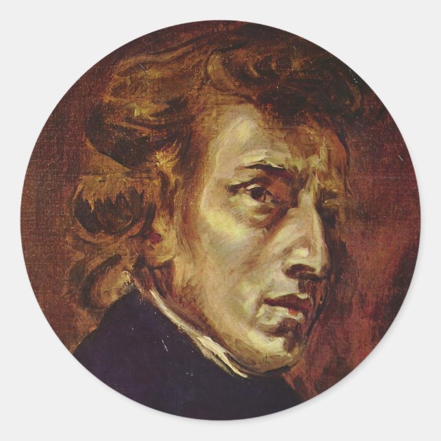 Frederic Chopin Portrait von Eugene Delacroix Runder Aufkleber (Vorderseite)