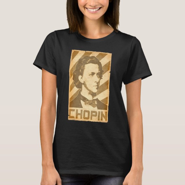 Frederic Chopin Vintag Torn Poster T-Shirt (Vorderseite)