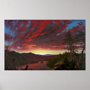 Frederic Church Sunset Wilderness Maine Malerei Poster