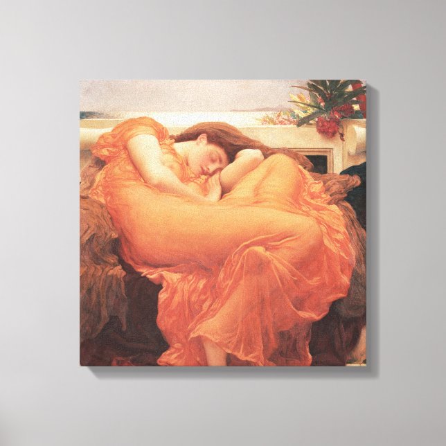 Frederic Lord Leighton Flaming June Square Art Leinwanddruck (Vorderseite)