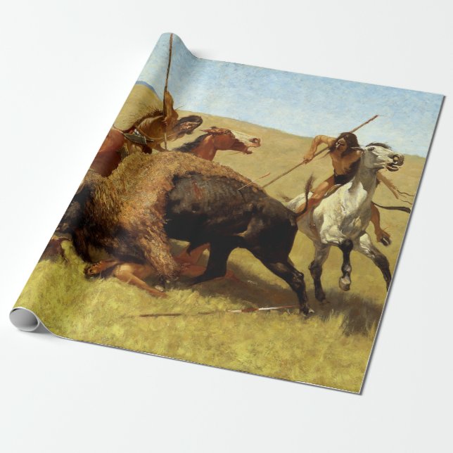 Frederic Remington die Buffalo-Jagd Geschenkpapier (Ungerollt)