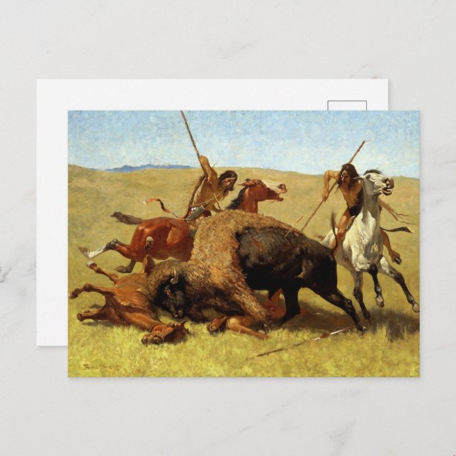 Frederic Remington die Buffalo-Jagd Postkarte (Vorne/Hinten)