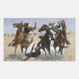 Frederic Remington - Hilfe für einen Kameraden Rechteckiger Aufkleber