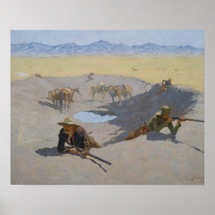 Frederic Remington - Kampf für das Waterhole Poster