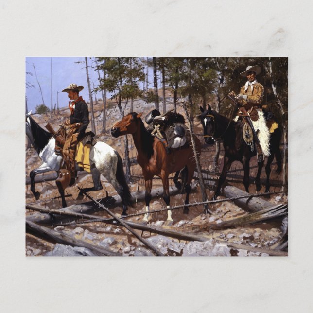 Frederic Remington Prospection für Viehbereich Postkarte (Vorderseite)