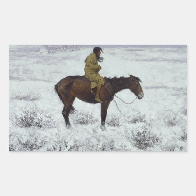 Frederic Remington - The Herd Boy Rechteckiger Aufkleber (Vorderseite)