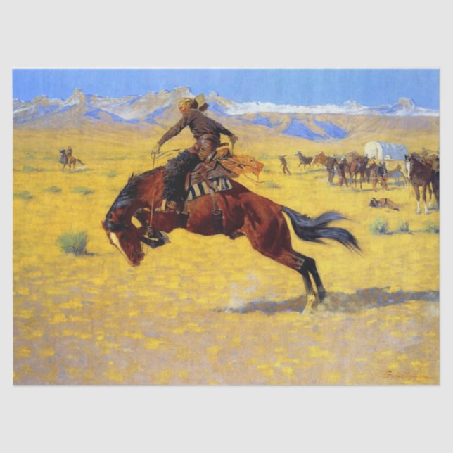 Frederic Remington Western Art "A Cold Morning" Ti Seidenpapier (Vorderseite)