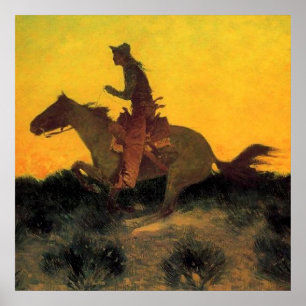 Frederic Remington Western Art "Against Sunset Poster