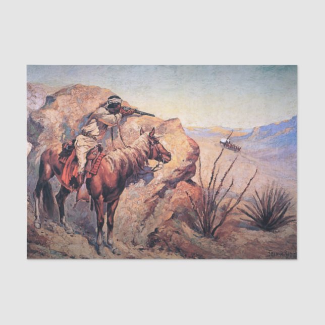 Frederic Remington Western Art "Apache Ambush" Seidenpapier (Vorderseite)