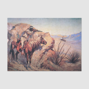 Frederic Remington Western Art „Apache-Überfall“ Seidenpapier