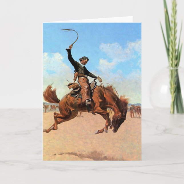 Frederic Remington Western Art "Bronco Buster" Karte (Vorderseite)