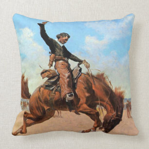 Frederic Remington Western Art "Bronco Buster" Kissen