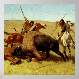 Frederic Remington Western Art "Buffalo Hunt" Poster