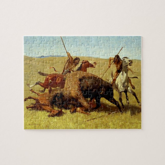 Frederic Remington Western Art "Buffalo Hunt" Puzzle (Horizontal)