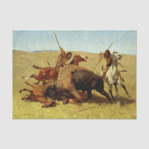 Frederic Remington Western Art "Buffalo Hunt" Seidenpapier