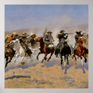 Frederic Remington Western Art „Dash For The Timbe Poster