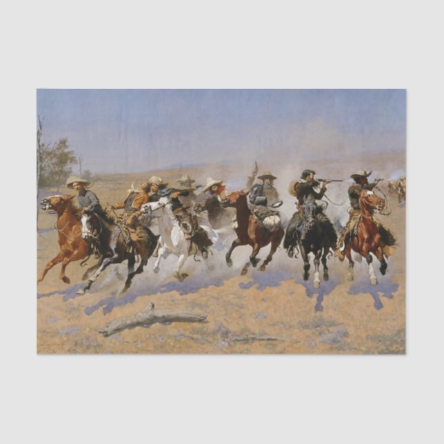 Frederic Remington Western Art "Dash for Timbe" Seidenpapier (Vorderseite)