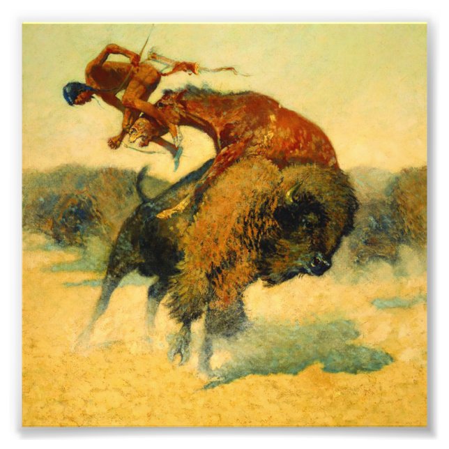 Frederic Remington Western Art "Episode - Buffalo Fotodruck (Vorne)