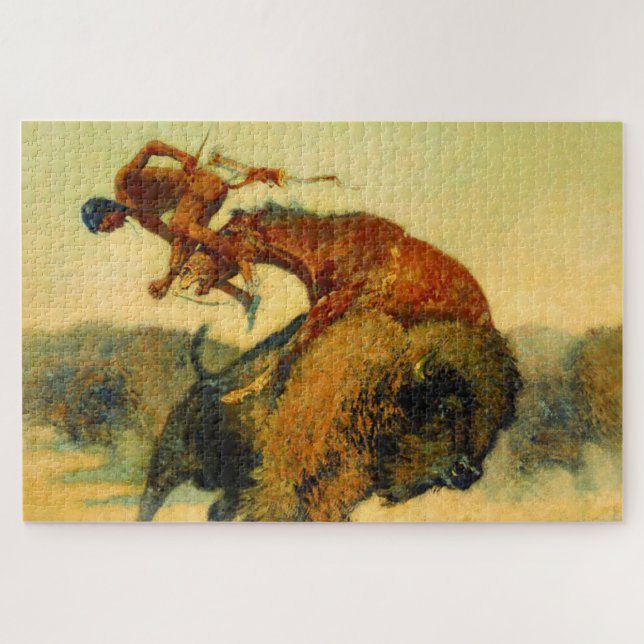 Frederic Remington Western Art "Episode - Buffalo Puzzle (Horizontal)