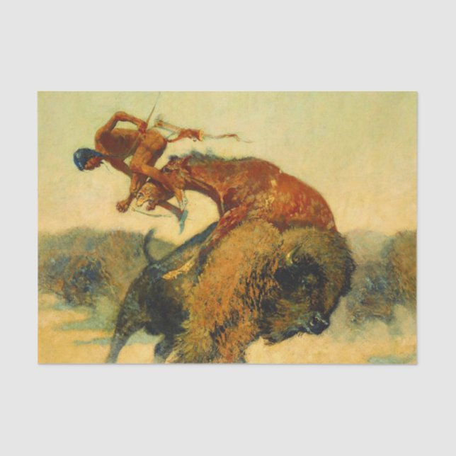 Frederic Remington Western Art "Episode - Buffalo Seidenpapier (Vorderseite)