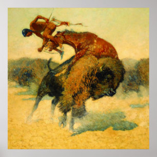Frederic Remington Western Art „Episode – Büffelja Poster