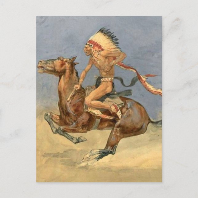 Frederic Remington Western Art "Pony War Dance" Postkarte (Vorderseite)