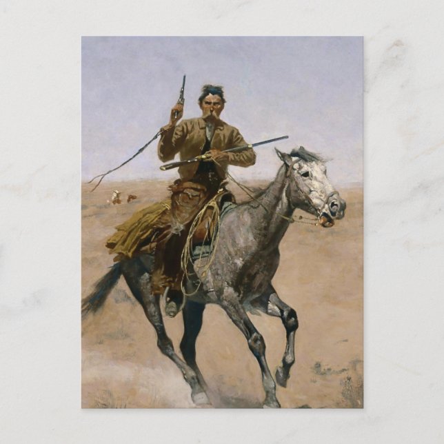 Frederic Remington Western Art "The Flight" Postkarte (Vorderseite)