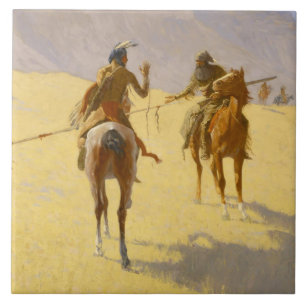 Frederic Remington Western Art "The Parley" Fliese