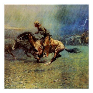 Frederic Remington Western Art "The Stampede" Poster