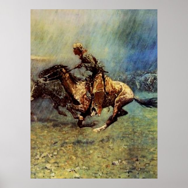 Frederic Remington Western Art "The Stampede" Poster (Vorne)