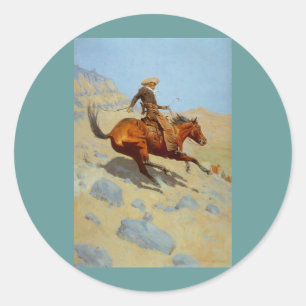 Frederic Remingtons Der Cowboy (1902) Runder Aufkleber