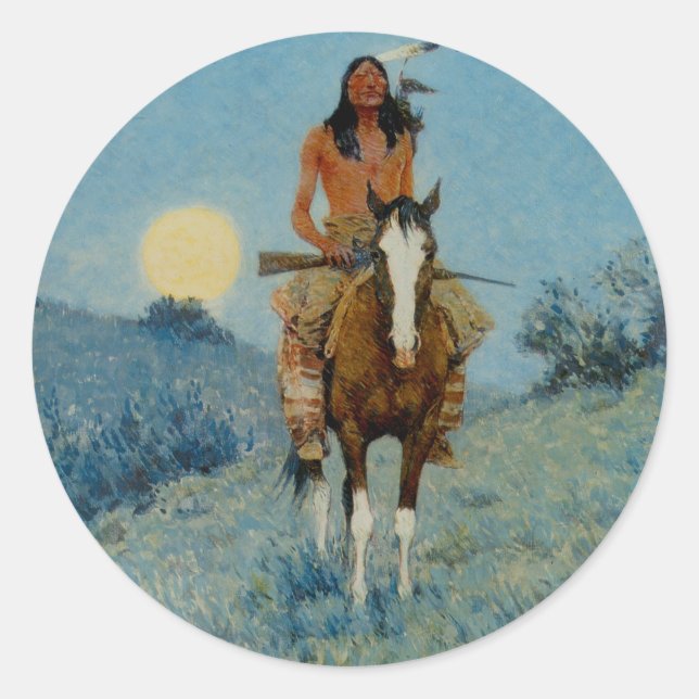 Frederic Remington's The Outlier 1909 Runder Aufkleber (Vorderseite)