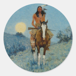 Frederic Remington's The Outlier 1909 Runder Aufkleber