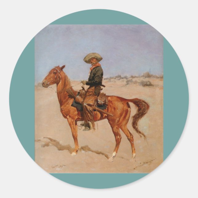 Frederic Remington's The Puncher (1895) Runder Aufkleber (Vorderseite)