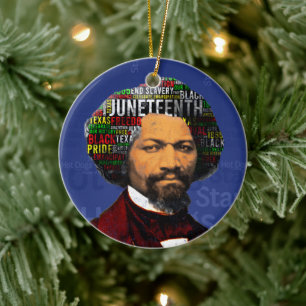Frederick Douglass c1860s, Juneteenth Word Cloud Keramik Ornament